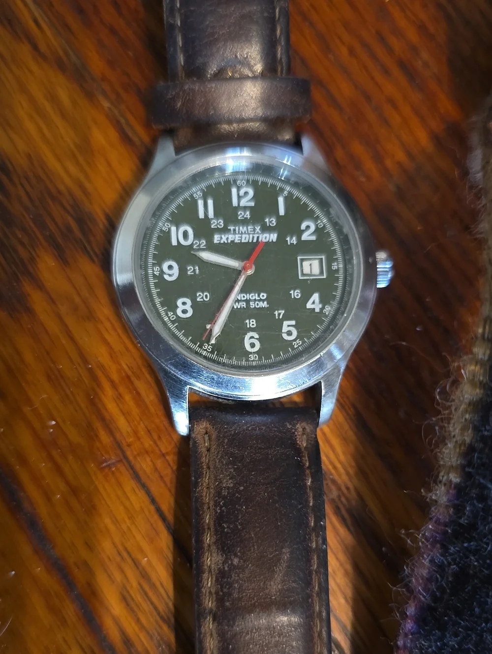 Pair of Vintage Green Dial Wristwatches with Brown Leather Straps